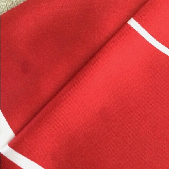 Vintage Christian Dior Silk Scarf Red and White Wave 35" square - Picture 4 of 5